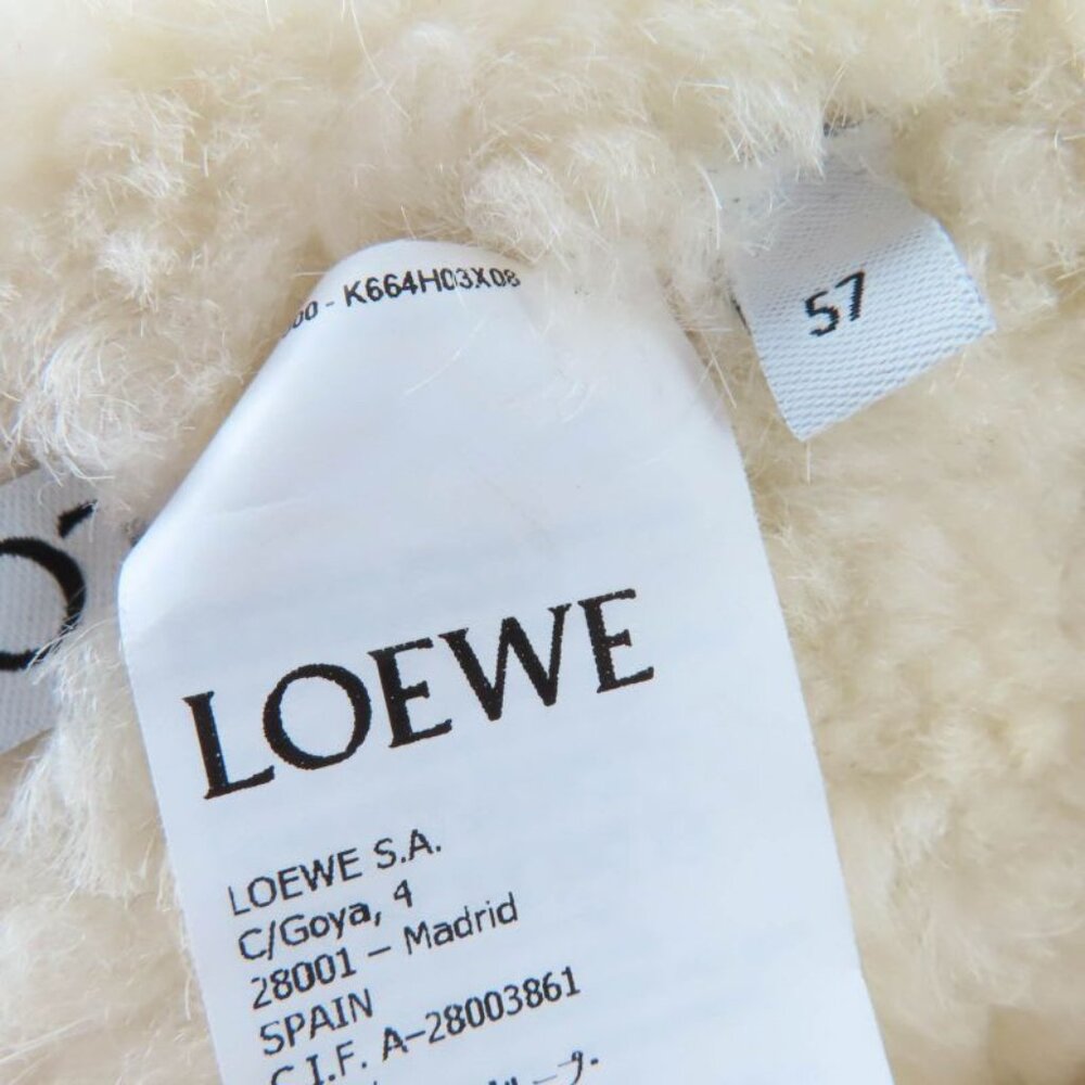 Loewe Logo Leather Shearling Bucket Hat Brown 57 - Picture 9 of 10